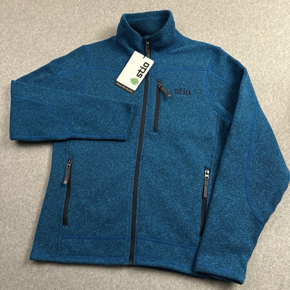 NEW Stio Wilcox Fleece Jacket Mens Small Full‎ Zip Alpine Lake Heather Blue